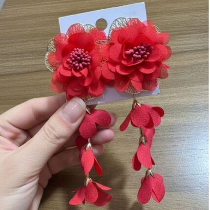 Floral drop Earrings (Red)